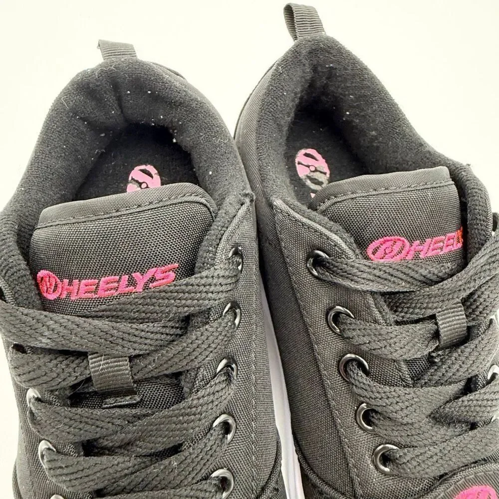 Heelys Pro 20 LG Roller Skate Shoes Pink Black Canvas Lace Up - US Kids 6Y / EU